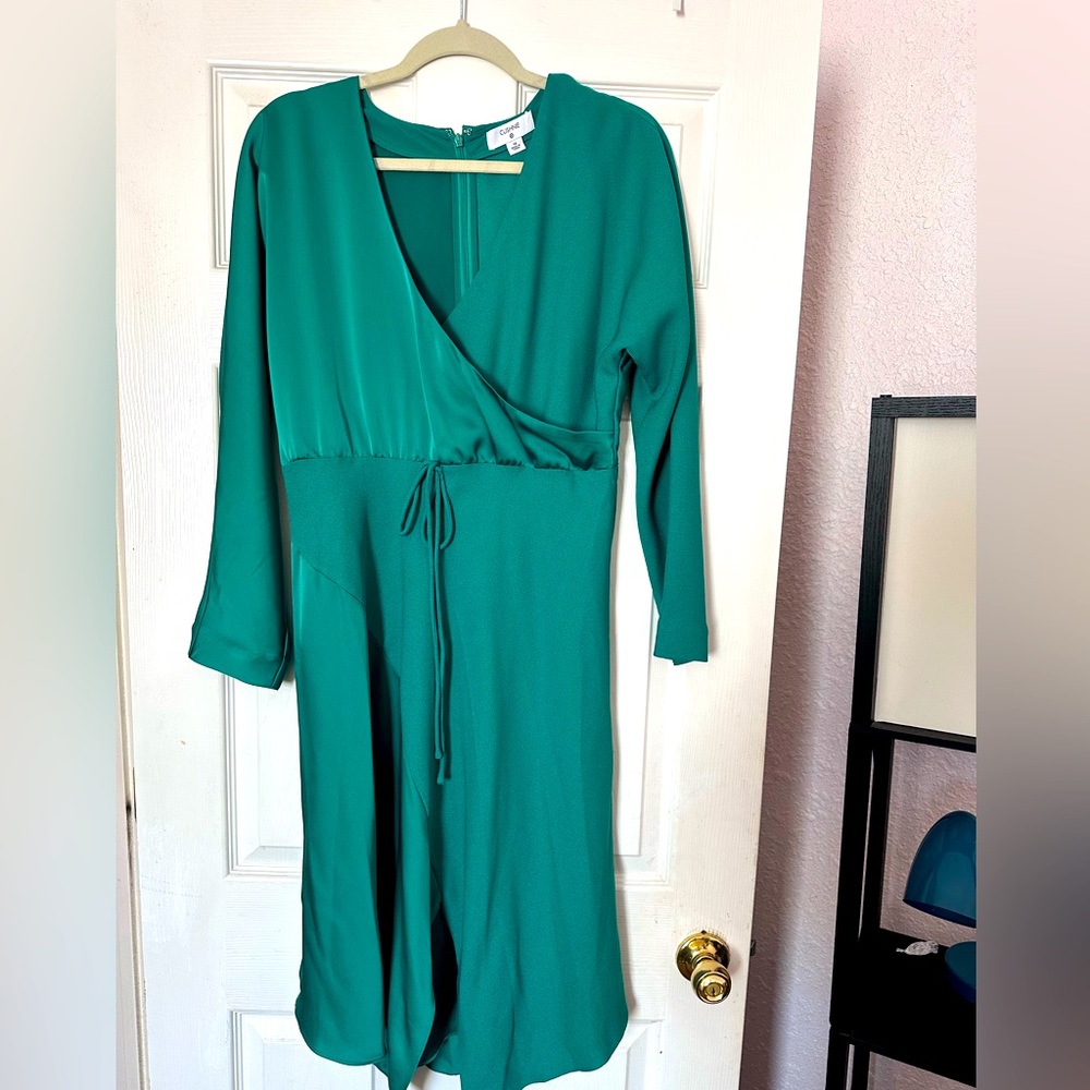 Cushnie Green Long Sleeve Wrap Sundress